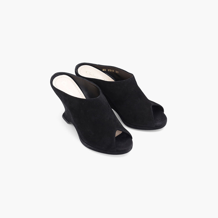 CHRISTIAN DIOR Absolu Open Toe Sandals 90mm in Black Suede - Lovelo Room