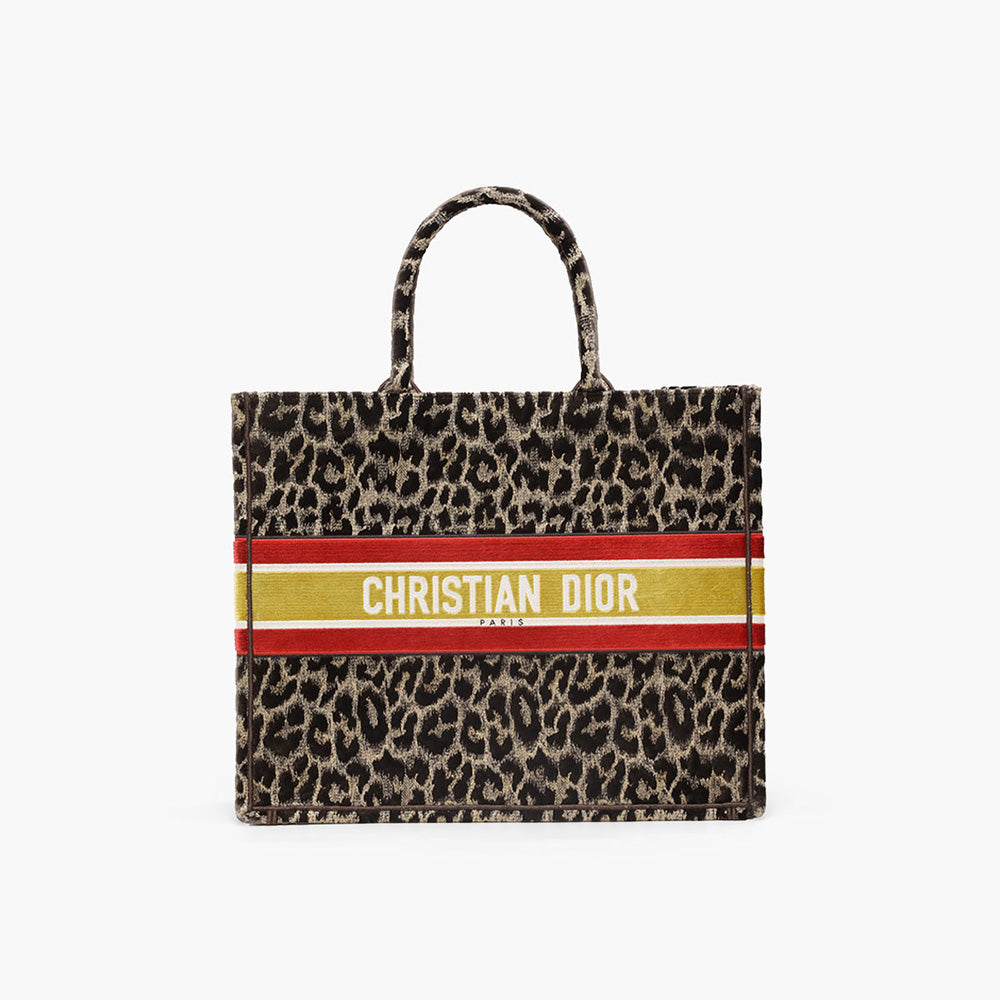 CHRISTIAN DIOR Book Tote Mizza Embroidery Bag in Beige Multicolor Velvet - Lovelo Room