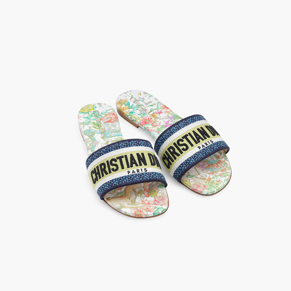 CHRISTIAN DIOR Dway D-Constellation Embroidered Mules in White Multicolor - Lovelo Room