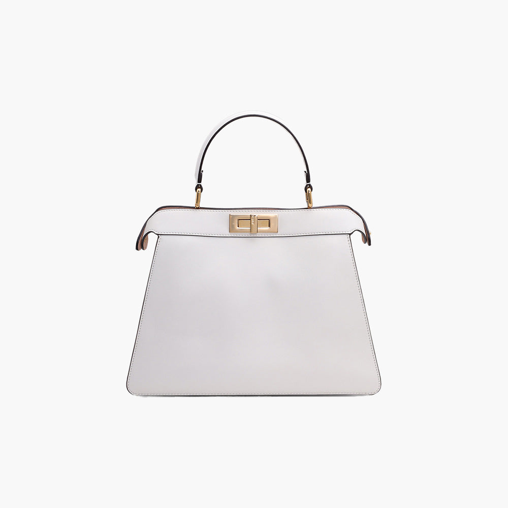 FENDI Medium Peekaboo ISeeU Bag in White Leather - Lovelo Room