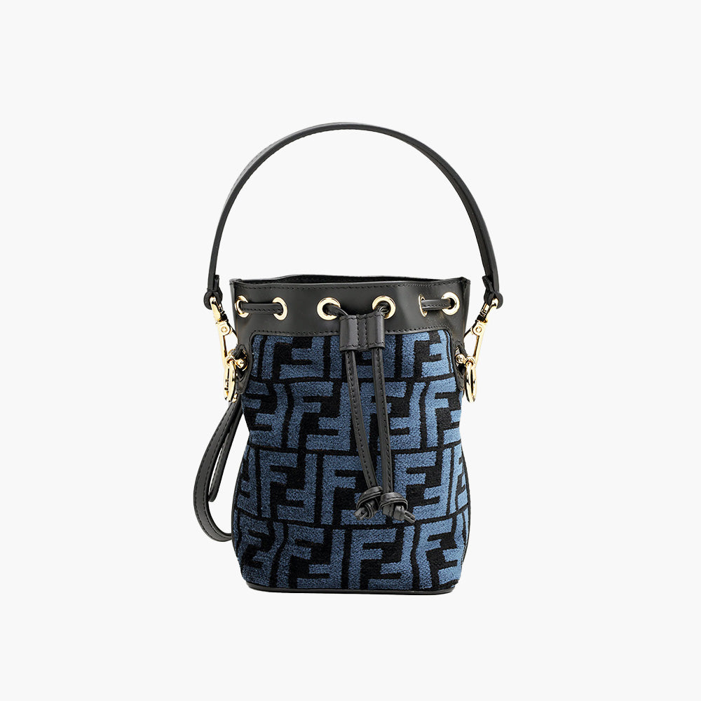 FENDI Mini Mon Tresor Bucket Bag in Blue with FF Tapestry Motif - Lovelo Room