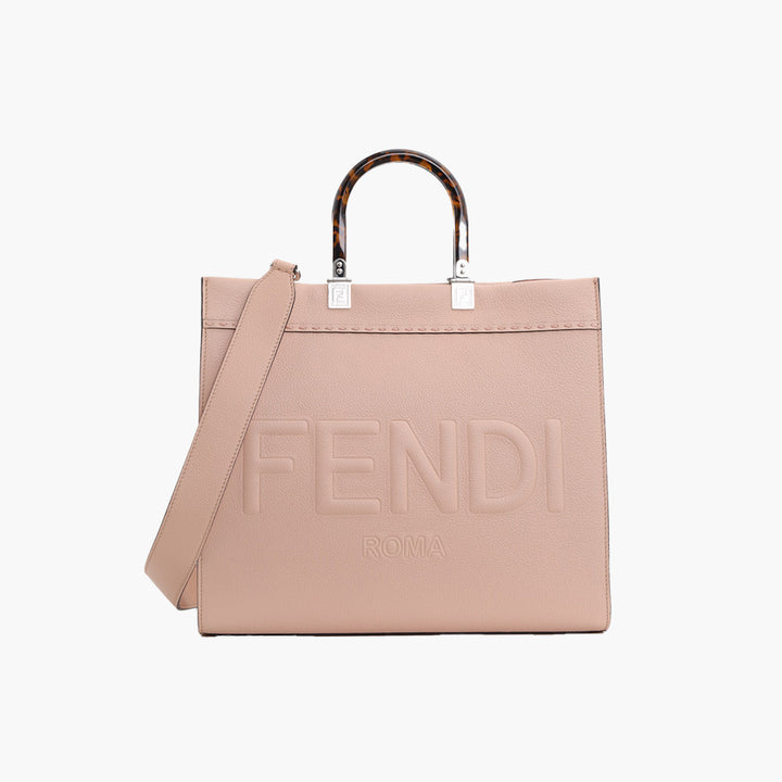 FENDI Small Sunshine Fendi Roma Shopper Tote Bag in Pale Pink Full Grained Leather - Lovelo Room