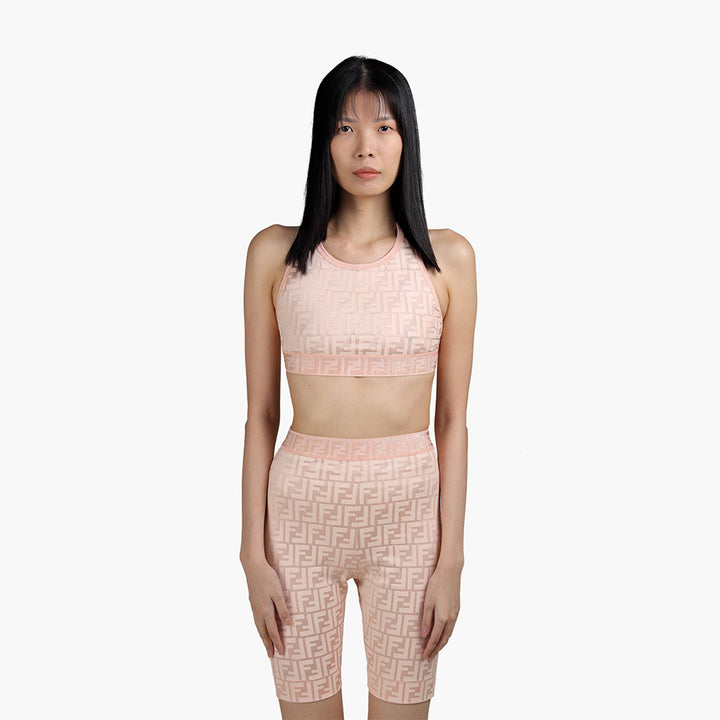 FENDI Sports Top All Over FF Motif in Blush Pink with Halter Neck - Lovelo Room