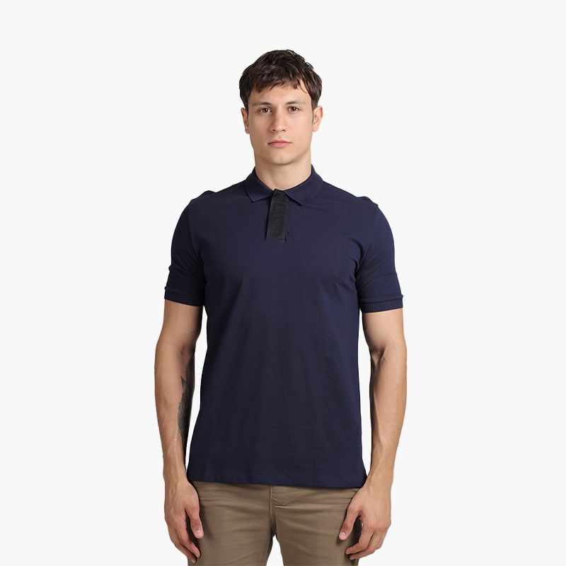 HUGO BOSS Men Dalamansi Cotton Pique Polo Shirt in Dark Blue with Logo Placket - Lovelo Room