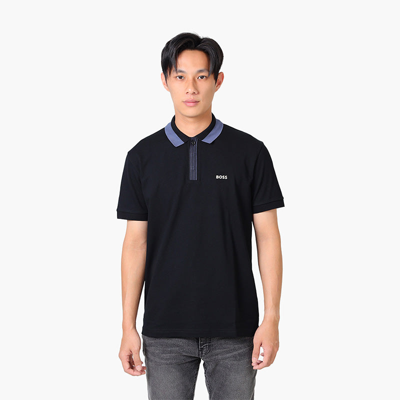 HUGO BOSS Men Paddy 3 NCSA Stretch Cotton Polo Shirt in Black with Contrast Logo - Lovelo Room