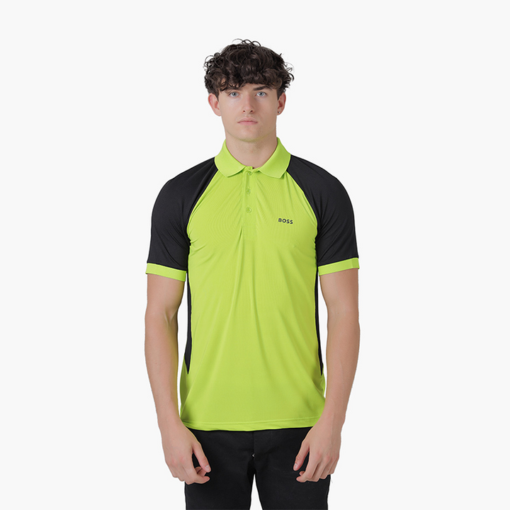 HUGO BOSS Men Pauletech Perfomance Strech Slim Fit Shirt in Light Green with Colour Blocking - Lovelo Room