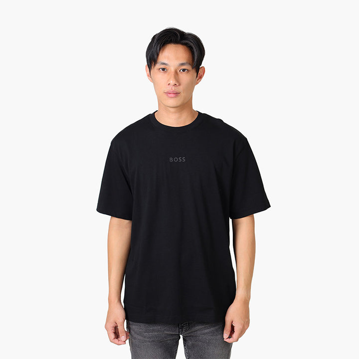 HUGO BOSS Men Tee 10 Cotton Jersey Oversized T-Shirt in Black with Logo Artwork - Lovelo Room