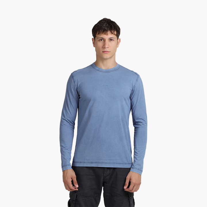 HUGO BOSS Men Tokkslong Regular Fit Long Sleeved Tshirt in Bright Blue - Lovelo Room