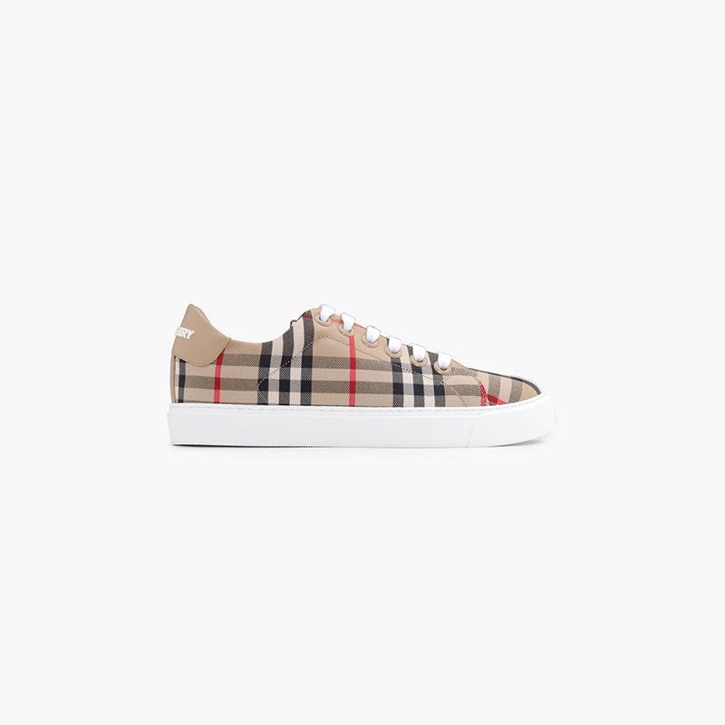BURBERRY Women Vintage Check Leather Sneakers in Archive Beige - Lovelo Room