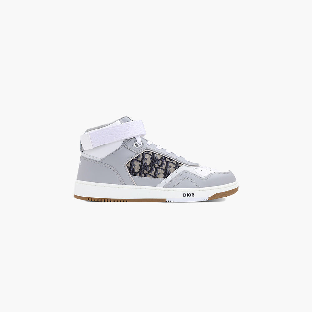 CHRISTIAN DIOR B27 Oblique Mid Top Sneakers in Gray White Multicolor - Lovelo Room