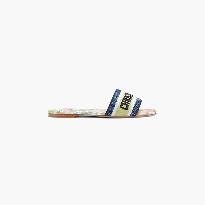 CHRISTIAN DIOR Dway D-Constellation Embroidered Mules in White Multicolor - Lovelo Room