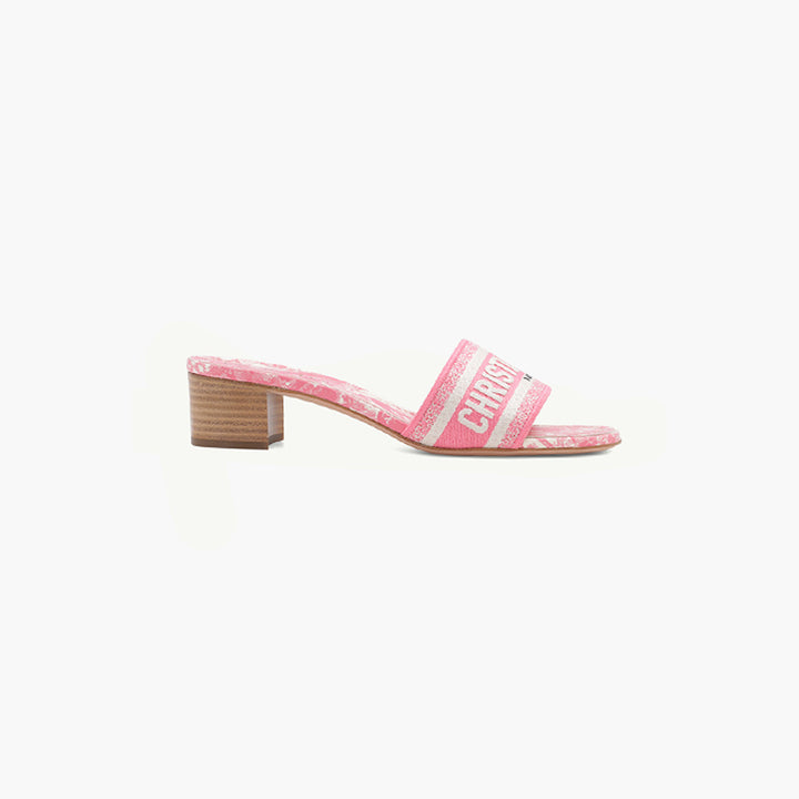 CHRISTIAN DIOR Dway Toile De Jouy Embroidered Mules 40mm in Peony Pink - Lovelo Room