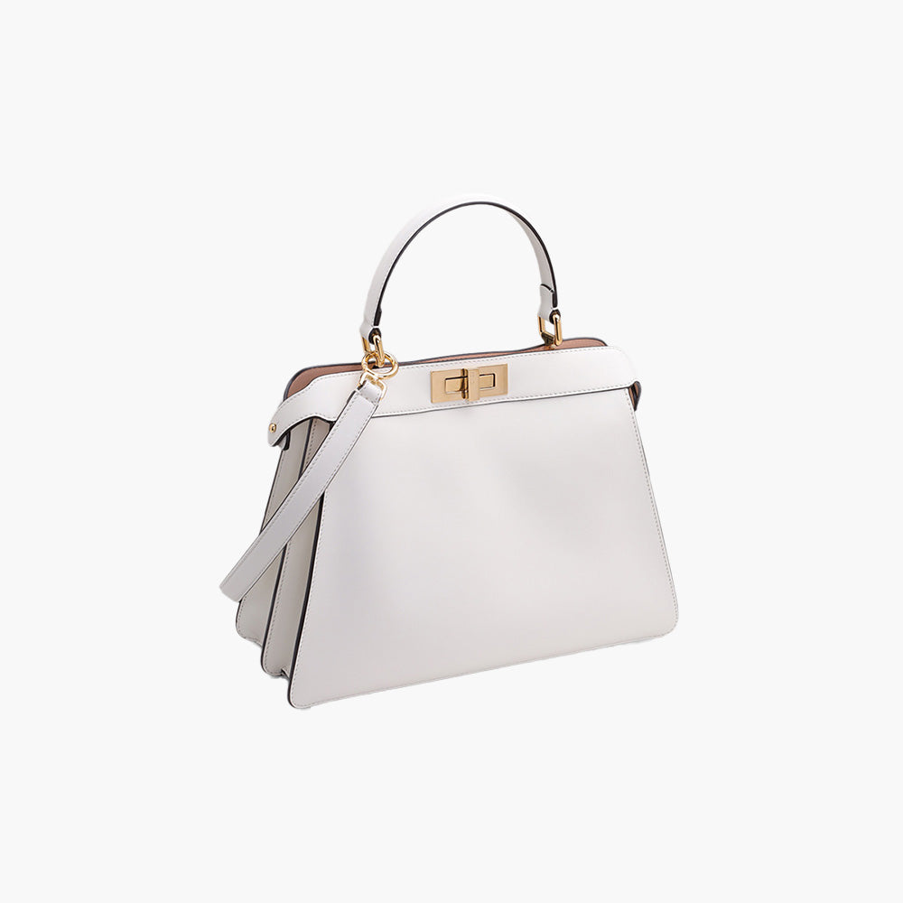 FENDI Medium Peekaboo ISeeU Bag in White Leather - Lovelo Room