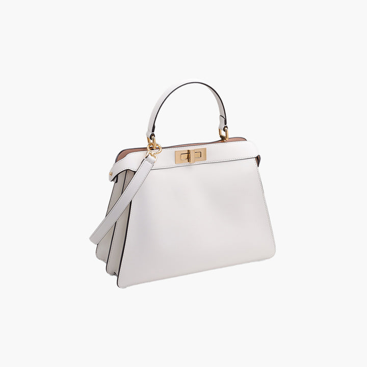 FENDI Medium Peekaboo ISeeU Bag in White Leather - Lovelo Room