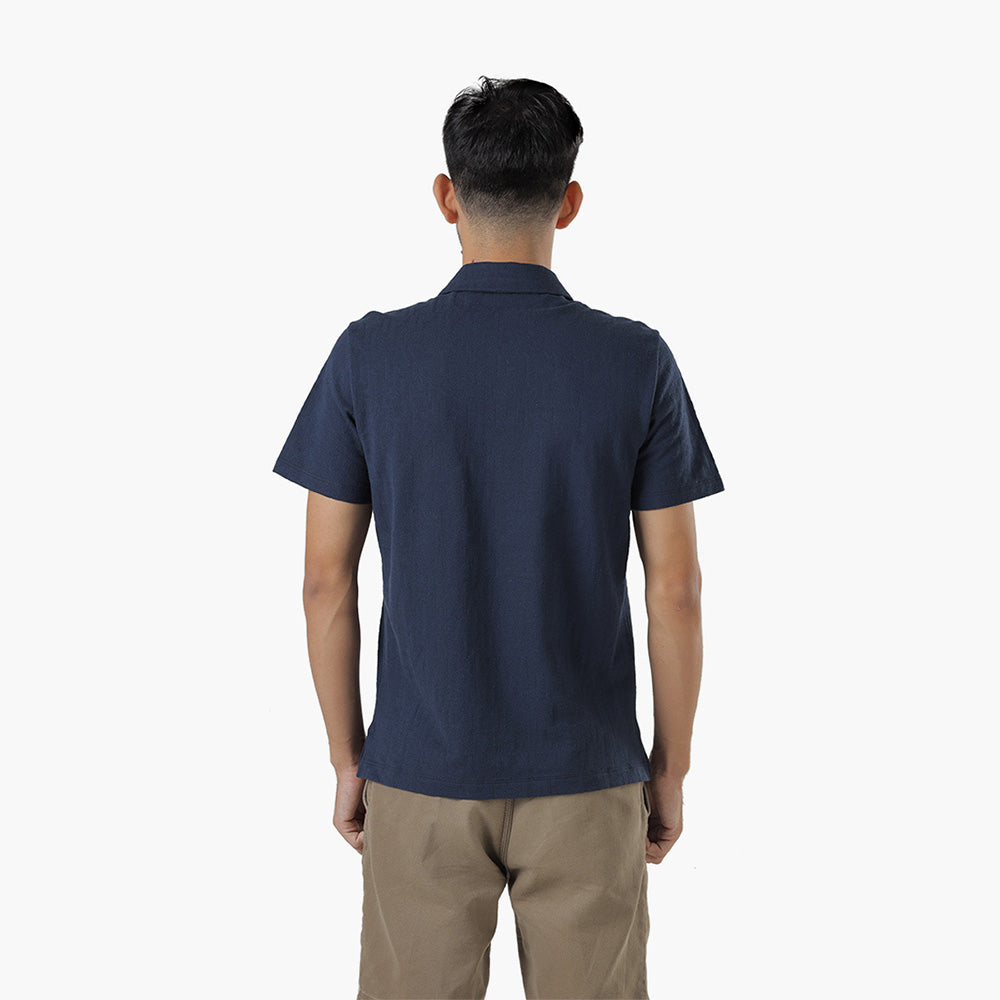 FENDI Men All Over Logo Shirt in Navy Blue Cotton - Lovelo Room