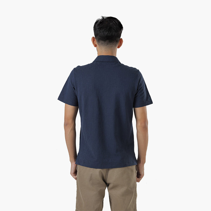 FENDI Men All Over Logo Shirt in Navy Blue Cotton - Lovelo Room