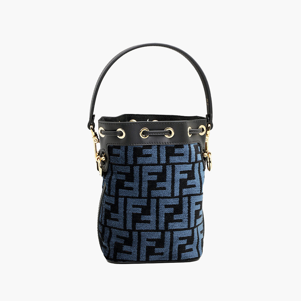 FENDI Mini Mon Tresor Bucket Bag in Blue with FF Tapestry Motif - Lovelo Room