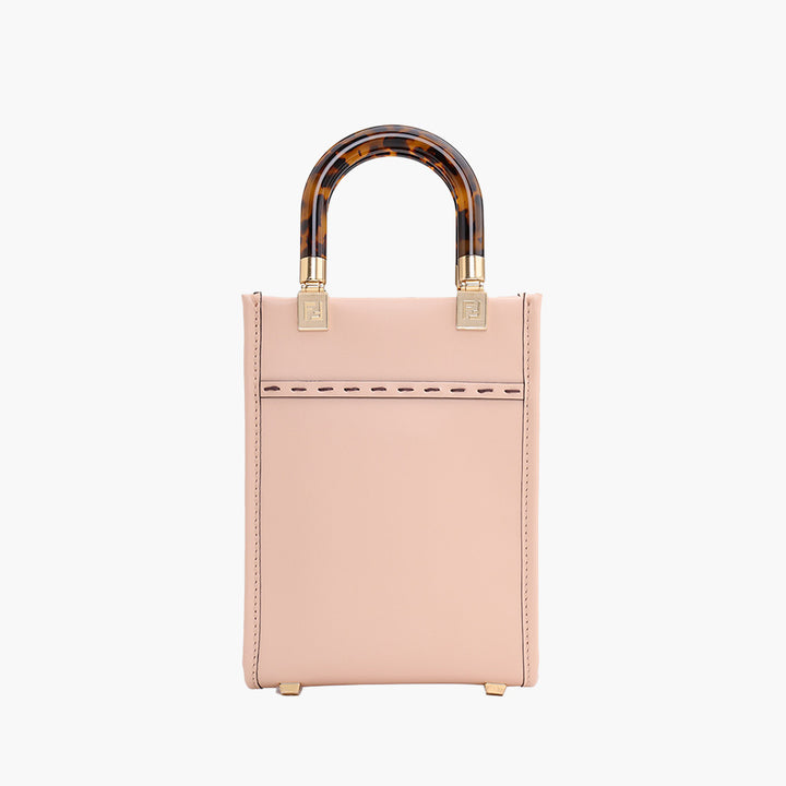FENDI Mini Sunshine Fendi Roma Shopper Bag in Pale Pink Calfskin with Plexi Glass Handle - Lovelo Room