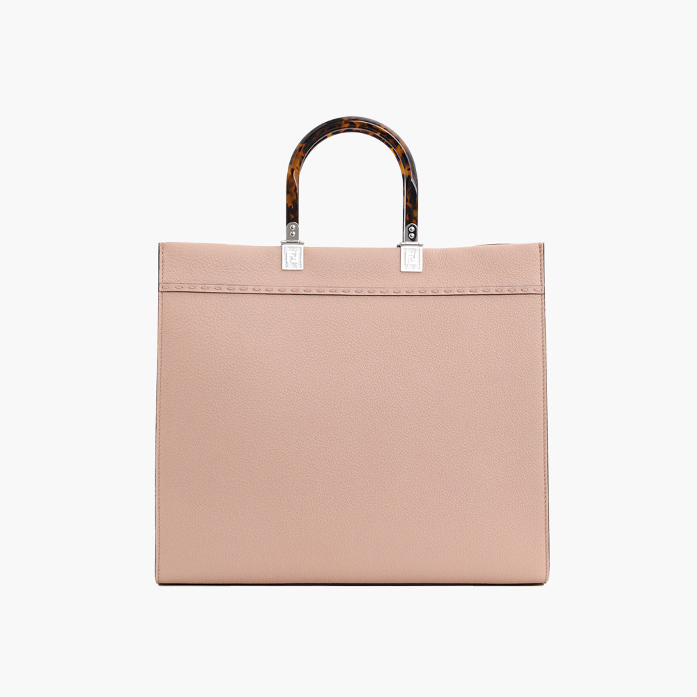 FENDI Small Sunshine Fendi Roma Shopper Tote Bag in Pale Pink Full Grained Leather - Lovelo Room