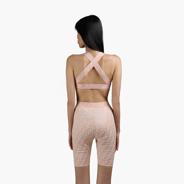 FENDI Sports Top All Over FF Motif in Blush Pink with Halter Neck - Lovelo Room