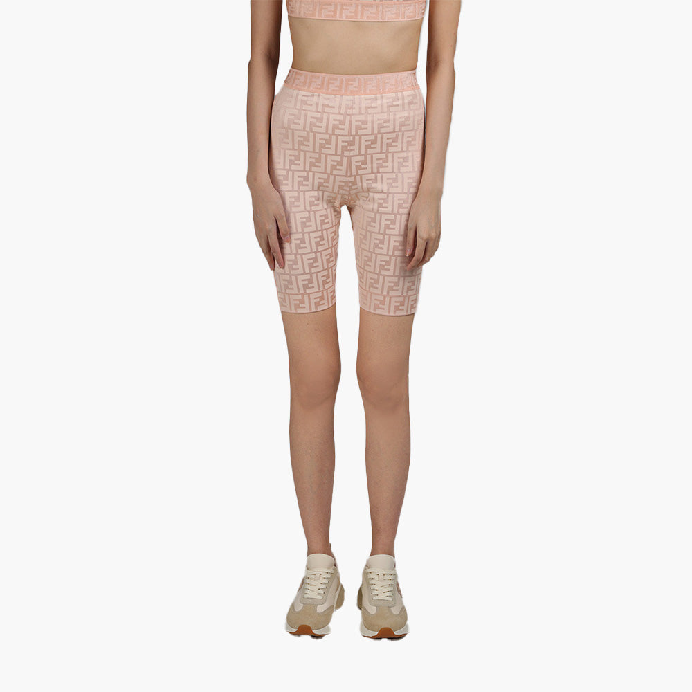 FENDI Women All Over FF Logo Cycling Shorts in Blush Pink