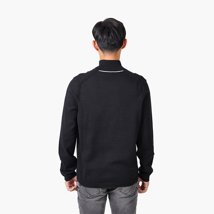 HUGO BOSS Men Ever-X FX Cotton Blend Zip Up Cardigan in Black with Logo - Lovelo Room