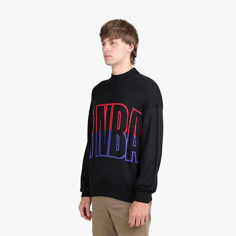 HUGO BOSS Men Knit NBA Relaxed Fit Sweater in Black with Dual Branded Intarsia - Lovelo Room