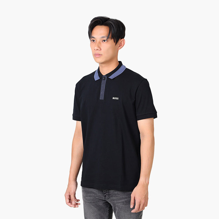HUGO BOSS Men Paddy 3 NCSA Stretch Cotton Polo Shirt in Black with Contrast Logo - Lovelo Room