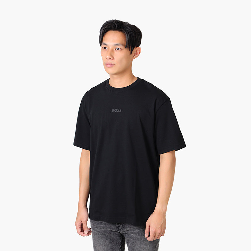 HUGO BOSS Men Tee 10 Cotton Jersey Oversized T-Shirt in Black with Logo Artwork - Lovelo Room
