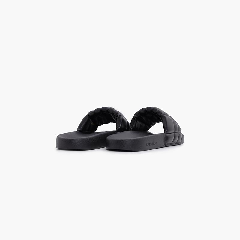 BURBERRY Women Monogram Motif Slides in Black Quilted Lambskin