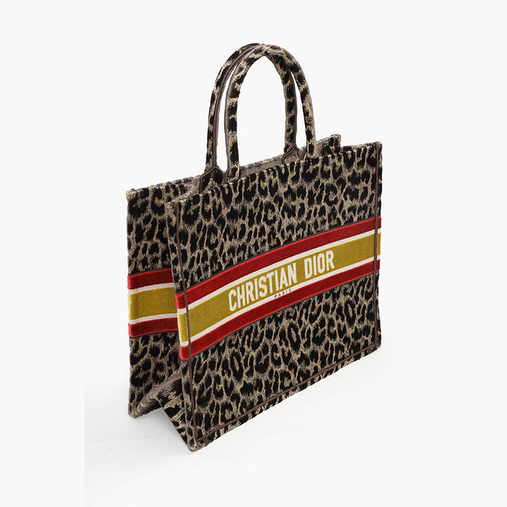 CHRISTIAN DIOR Book Tote Mizza Embroidery Bag in Beige Multicolor Velvet - Lovelo Room