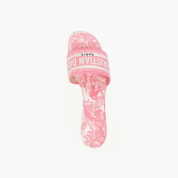 CHRISTIAN DIOR Dway Toile De Jouy Embroidered Mules 40mm in Peony Pink - Lovelo Room
