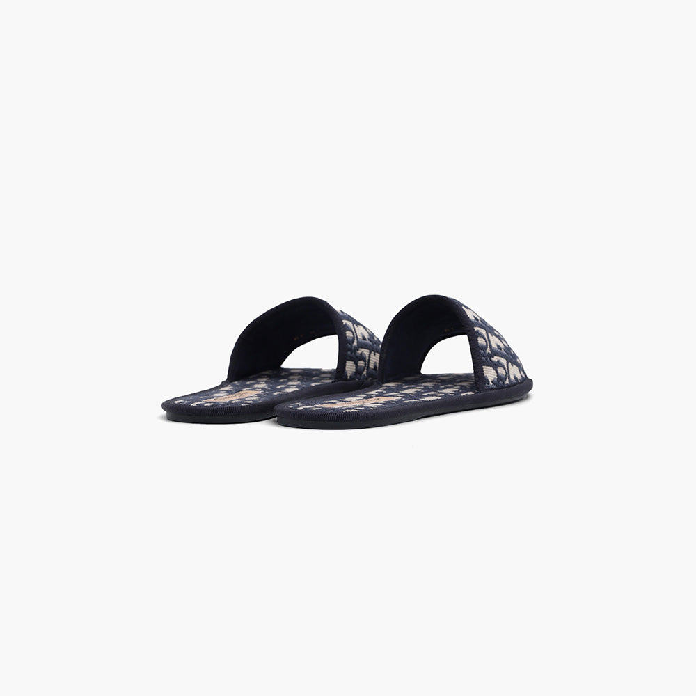 CHRISTIAN DIOR Oblique Embroidered Chez Moi Slide in Deep Blue Multicolor - Lovelo Room