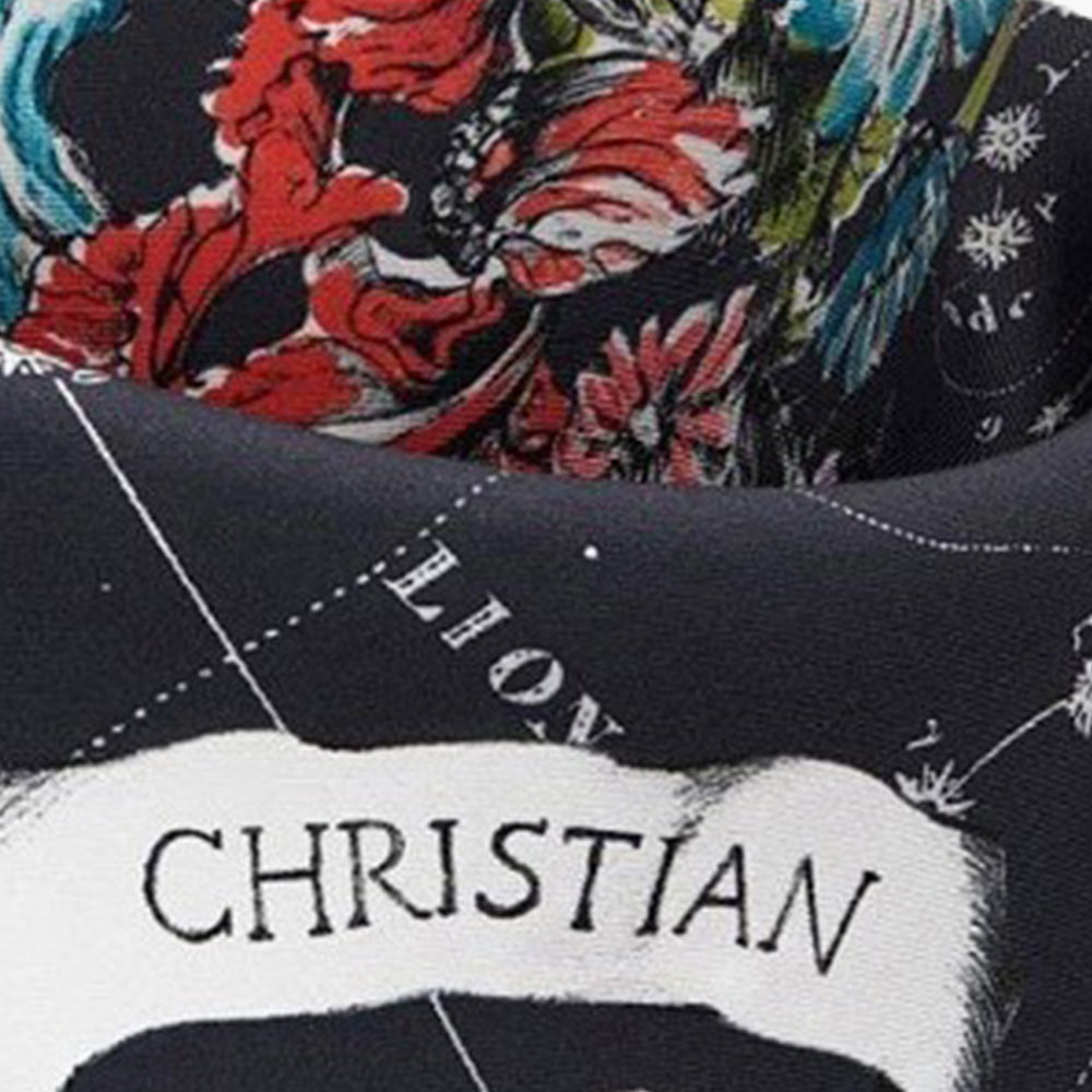 CHRISTIAN DIOR Zodiac 90 Square Scraf in Blue Multicolor Silk Twill - Lovelo Room