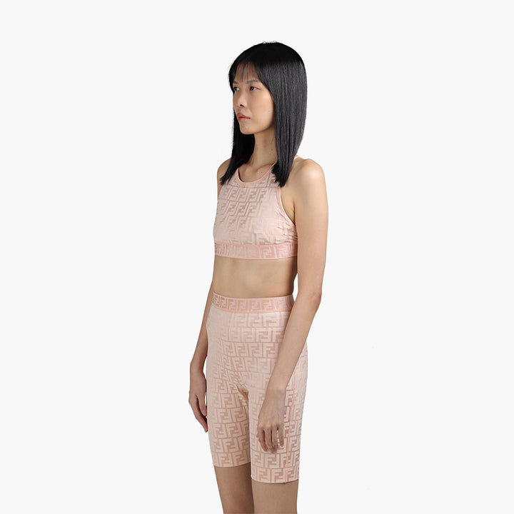 FENDI Sports Top All Over FF Motif in Blush Pink with Halter Neck - Lovelo Room