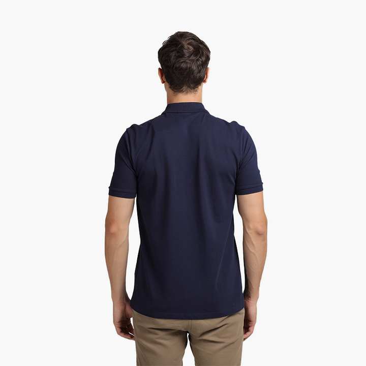 HUGO BOSS Men Dalamansi Cotton Pique Polo Shirt in Dark Blue with Logo Placket - Lovelo Room