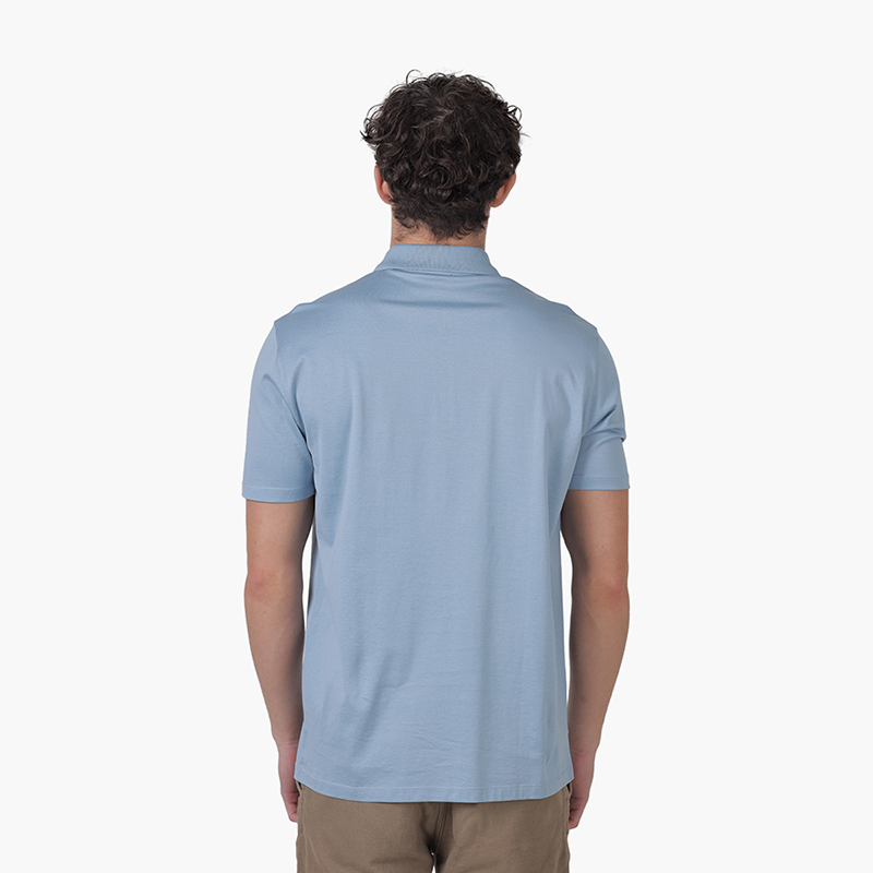 HUGO BOSS Men Deresom223 Mercerised Cotton Polo Shirt in Light Blue with Zip Placket - Lovelo Room