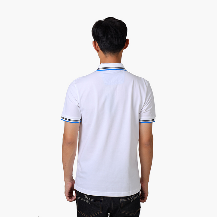 HUGO BOSS Men Paul Stretch Cotton Slim Fit Polo Shirt in White Blue with Logo - Lovelo Room