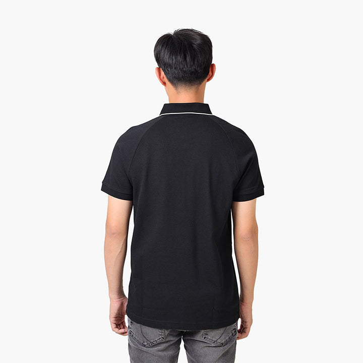 HUGO BOSS Men Philix Structured Cotton Polo Shirt in Black with Contrast Logo - Lovelo Room
