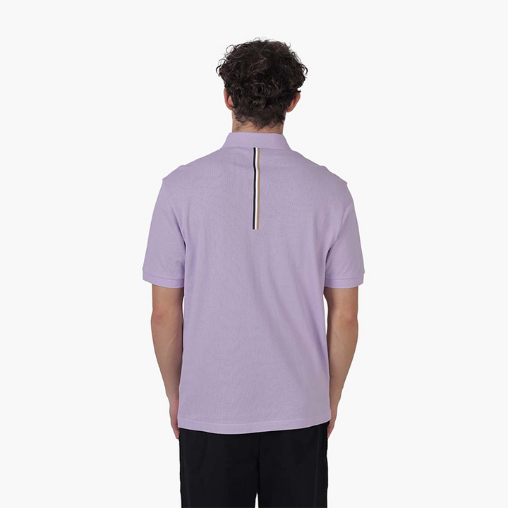 HUGO BOSS Men Piocomfort Warp Knit Cotton Polo Shirt in Light Purple with Embossed Logo - Lovelo Room
