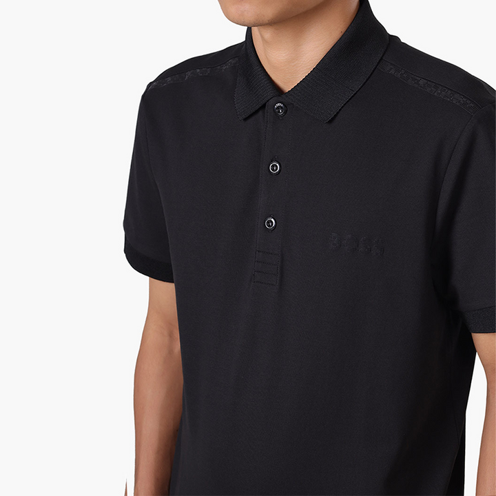 HUGO BOSS Men Slim Fit Paule Mirror Polo Shirt in Black - Lovelo Room