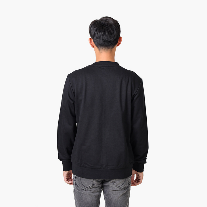 HUGO BOSS Men Soleri 2 Cotton Sweatshirt in Black with Rubber Print Logo - Lovelo Room