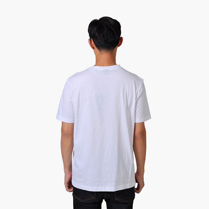 HUGO BOSS Men Tee 12 Cotton Jersey Regular Fit Tshirt in White with 3D Mesh Logo - Lovelo Room