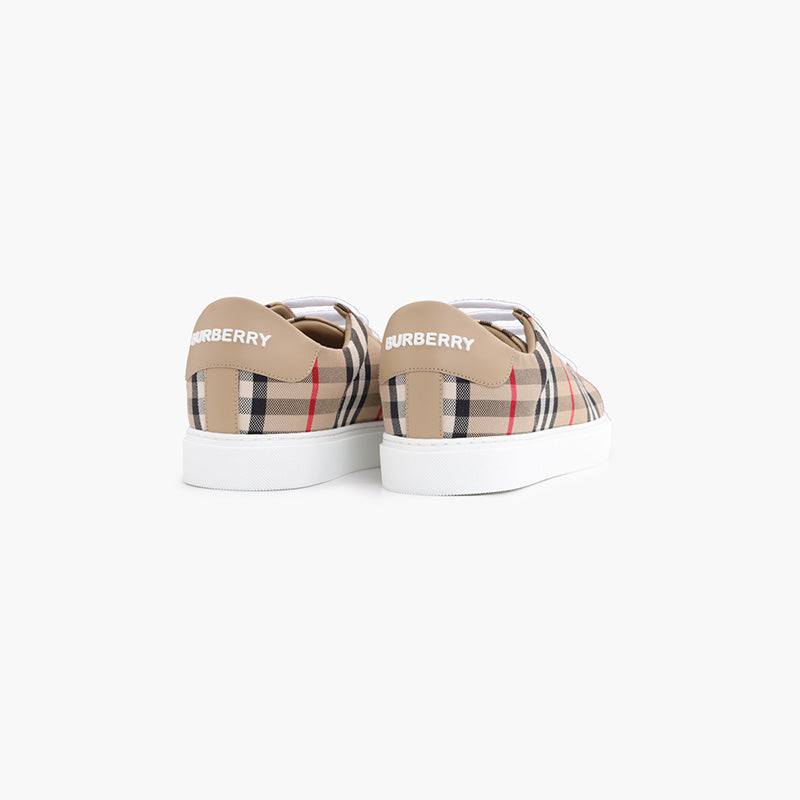 BURBERRY Women Vintage Check Leather Sneakers in Archive Beige - Lovelo Room
