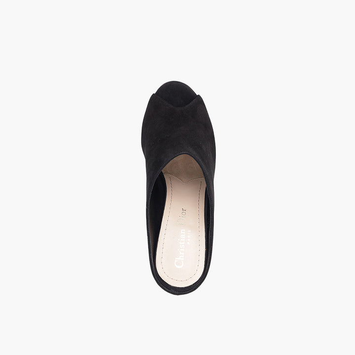 CHRISTIAN DIOR Absolu Open Toe Sandals 90mm in Black Suede - Lovelo Room