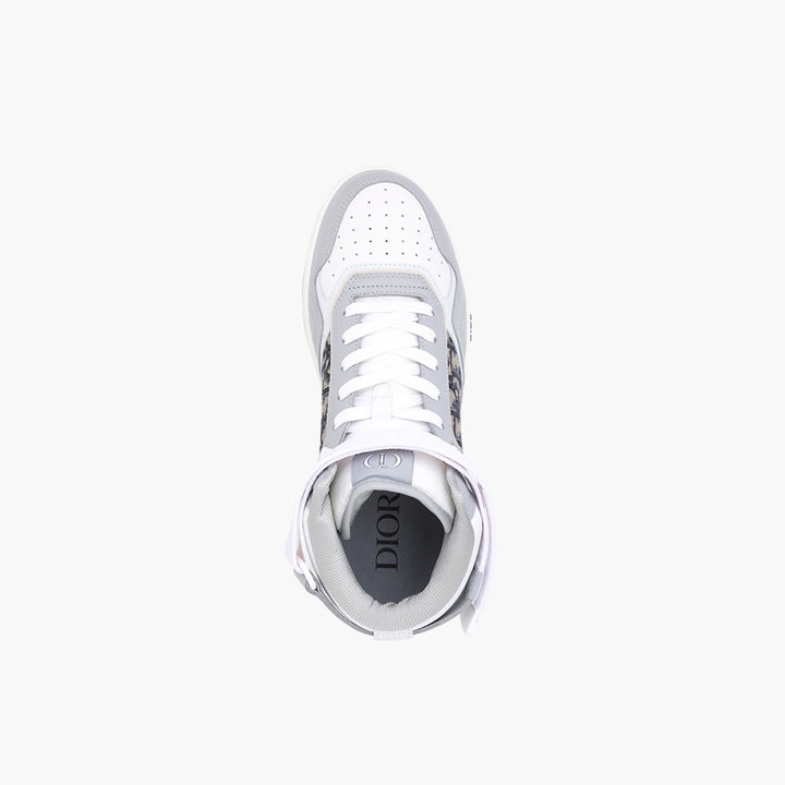 CHRISTIAN DIOR B27 Oblique Mid Top Sneakers in Gray White Multicolor - Lovelo Room