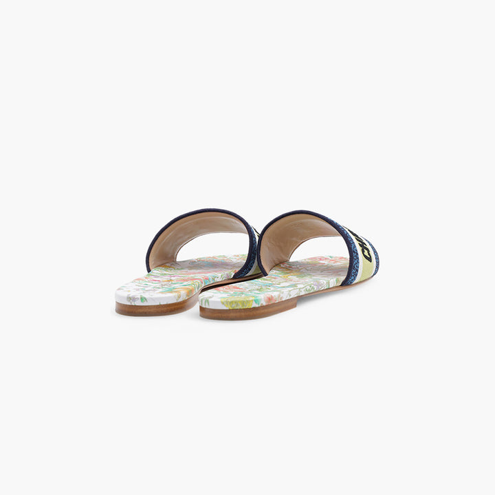 CHRISTIAN DIOR Dway D-Constellation Embroidered Mules in White Multicolor - Lovelo Room