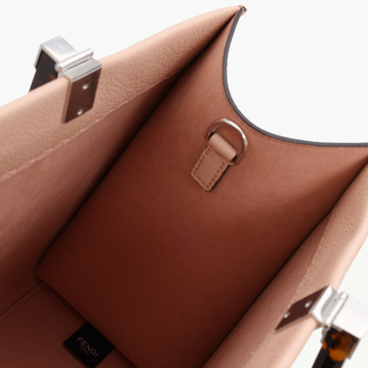 FENDI Small Sunshine Fendi Roma Shopper Tote Bag in Pale Pink Full Grained Leather - Lovelo Room