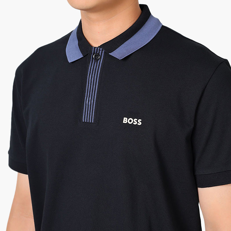 HUGO BOSS Men Paddy 3 NCSA Stretch Cotton Polo Shirt in Black with Contrast Logo - Lovelo Room