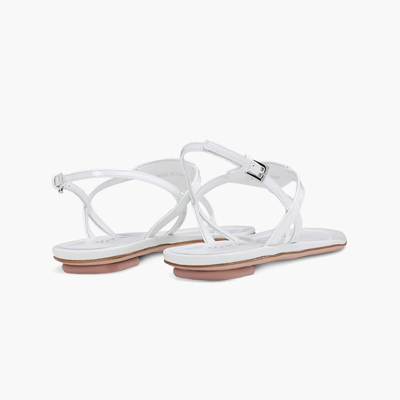 PRADA Thong Sandals in White Patent with Triangle Logo - Lovelo Room